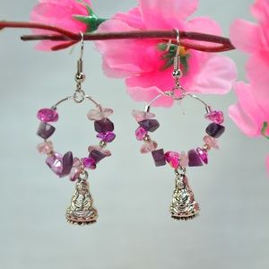 Handmade Hoop Earrings - Kuan Yin Female Buddha